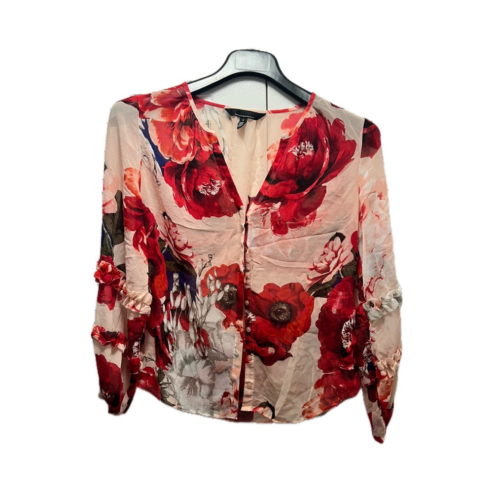 White House Black Market Floral Blouse in Size Small